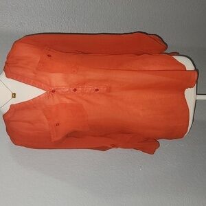 Fred David Sheer Tangerine Color Top Size Medium